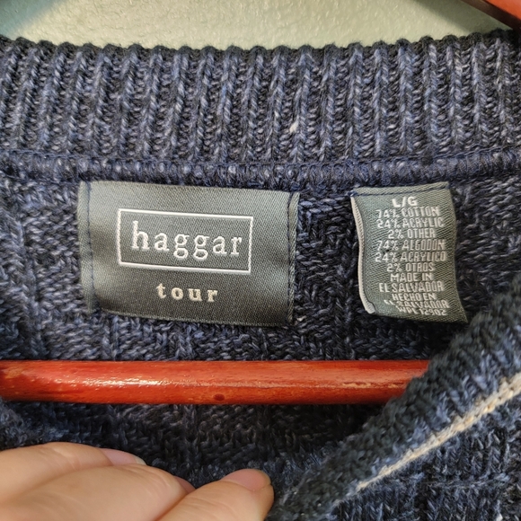 Haggar Tour Mens Golf Sweater Blue Size Large Sports Athletic Logo Classic - Picture 2 of 10